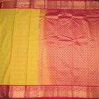 Art Silk Yellow Zari Checked Saree