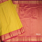 Art Silk Yellow Zari Checked Saree