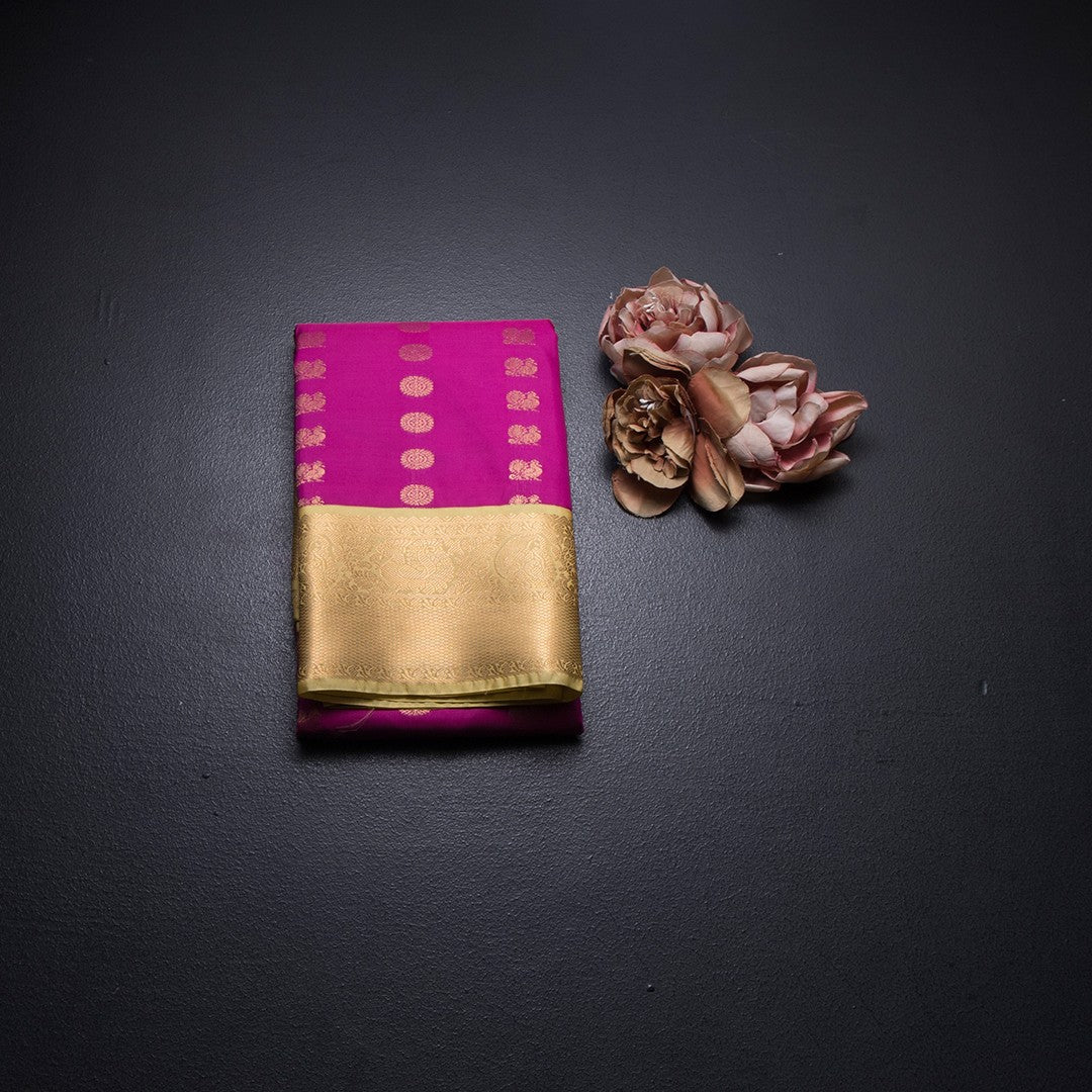 Art Silk Magenta Pink Zari Worked Saree 02