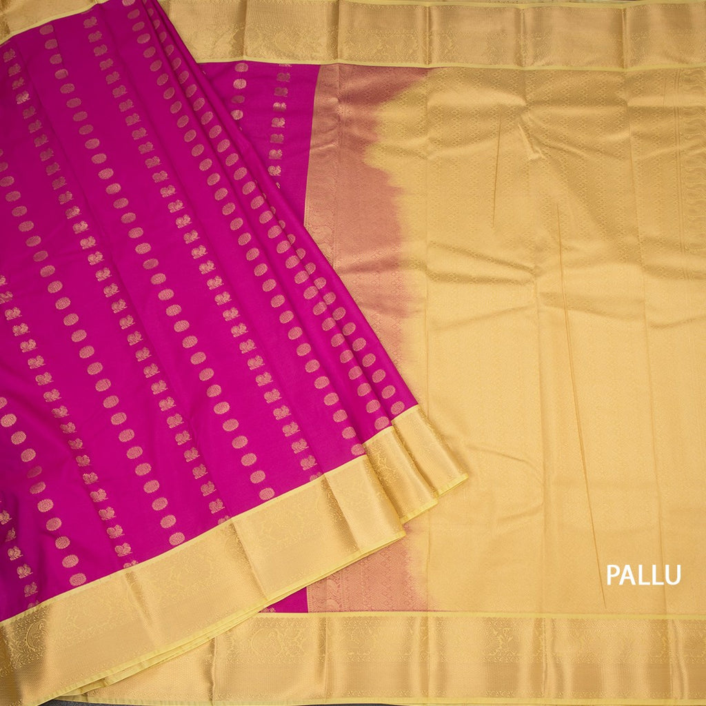 Art Silk Magenta Pink Zari Worked Saree 02