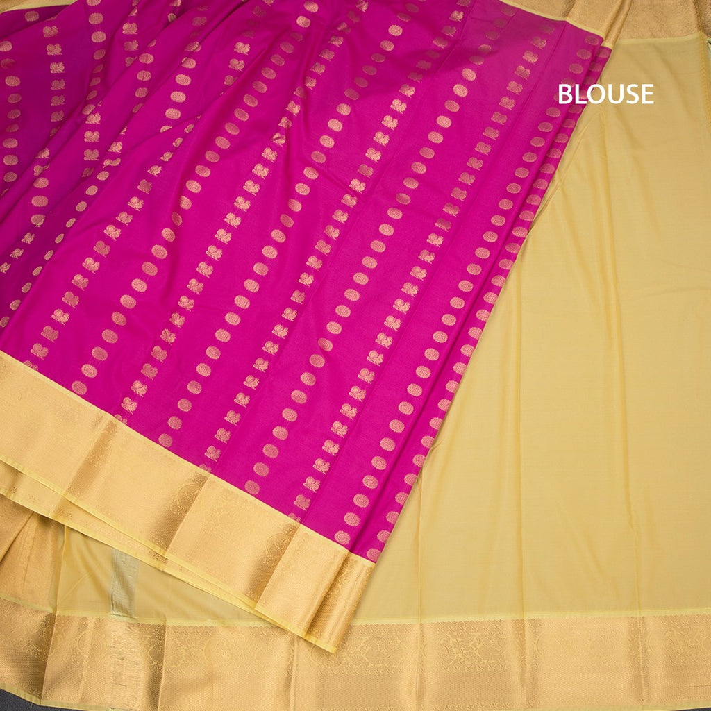 Art Silk Magenta Pink Zari Worked Saree 02