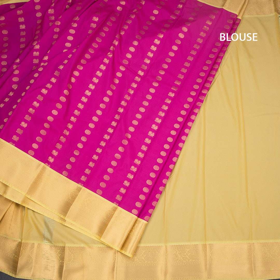 Art Silk Magenta Pink Zari Worked Saree 02