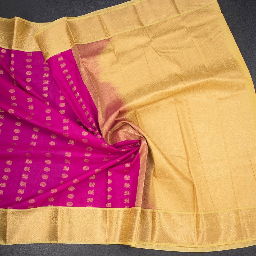 Art Silk Magenta Pink Zari Worked Saree 02