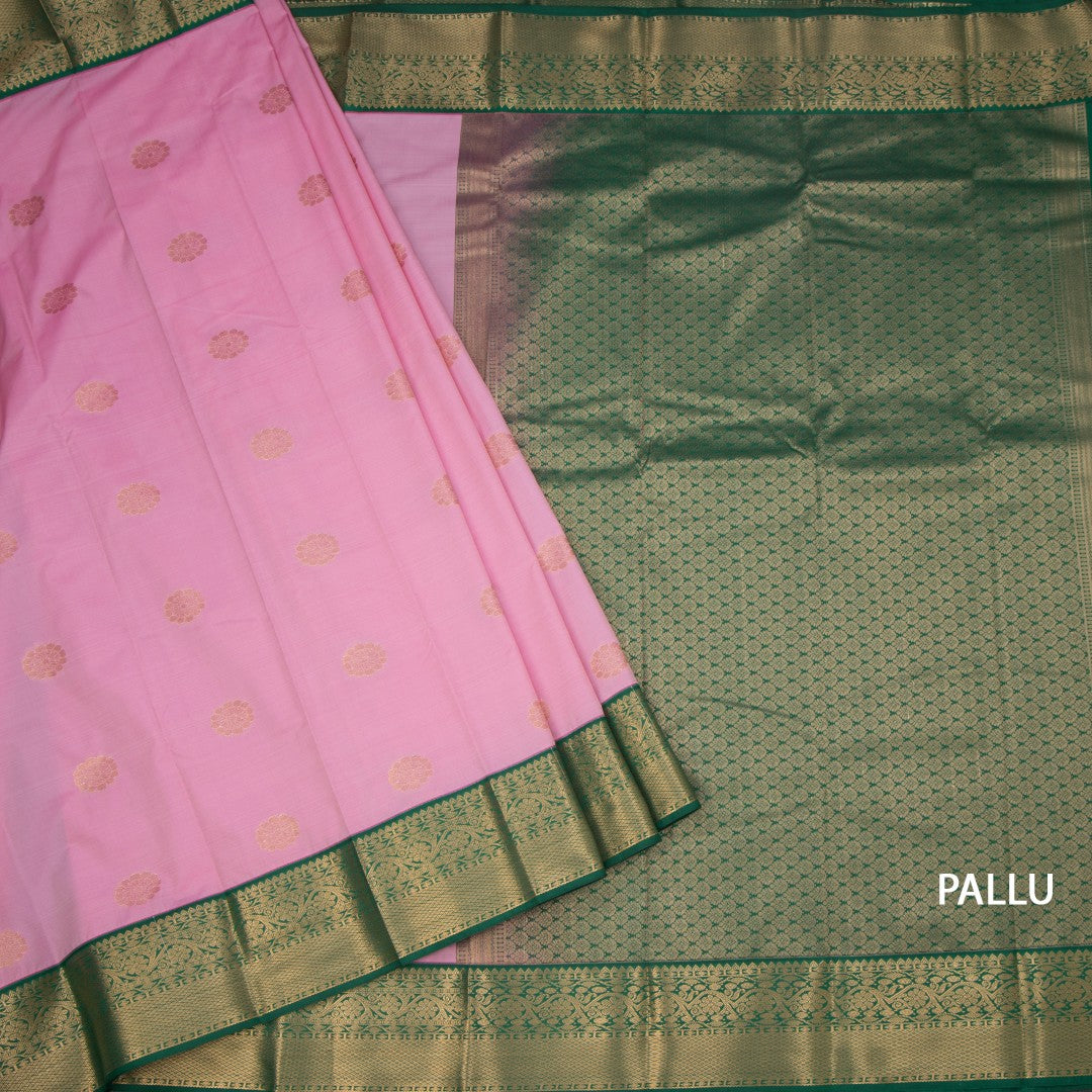 Art Silk Rose Pink Zari Worked Saree 04