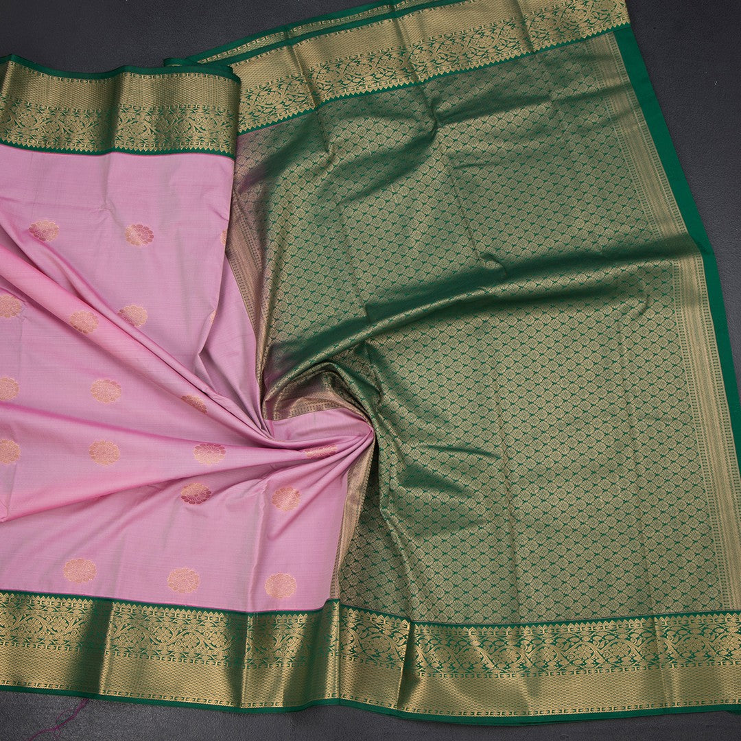 Art Silk Rose Pink Zari Worked Saree 04