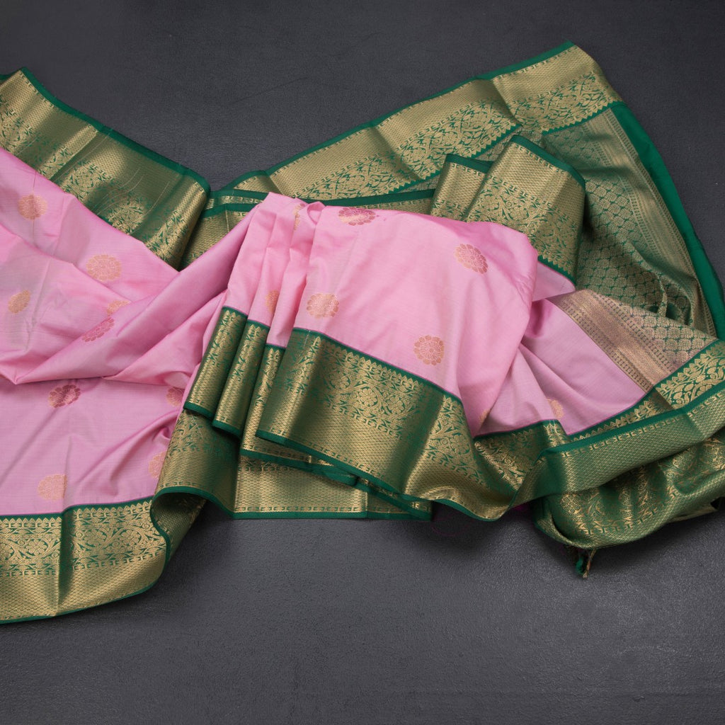Art Silk Rose Pink Zari Worked Saree 04