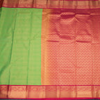 Art Silk Parrot Green Zari Checked Saree