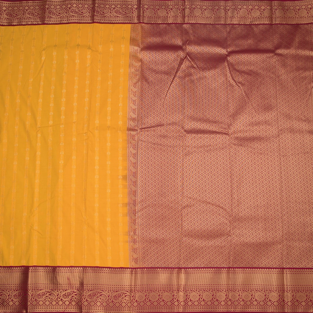 Art Silk Mango Yellow Zari Worked Saree 07