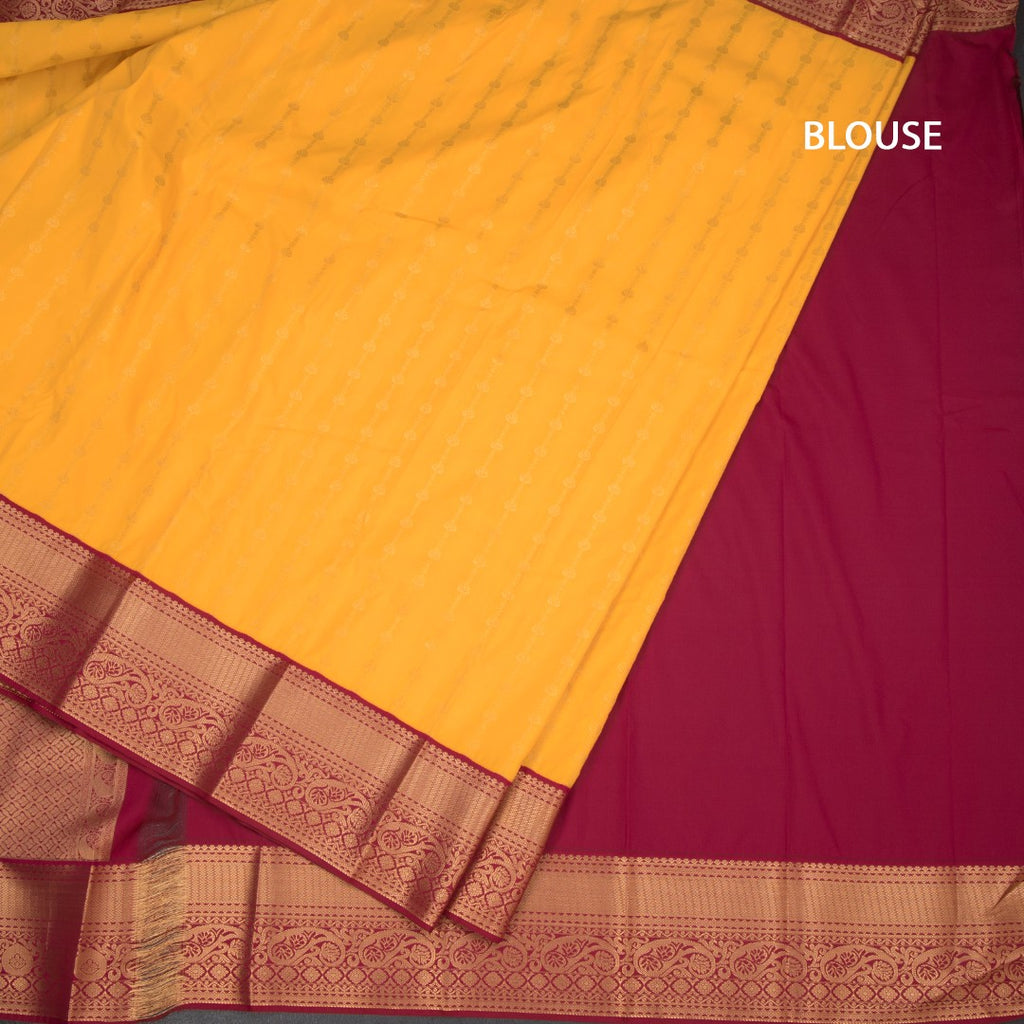 Art Silk Mango Yellow Zari Worked Saree 07