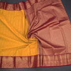 Art Silk Mango Yellow Zari Worked Saree 07