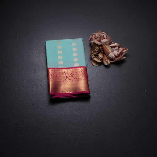 Art Silk Powder Blue Zari Worked Saree 02