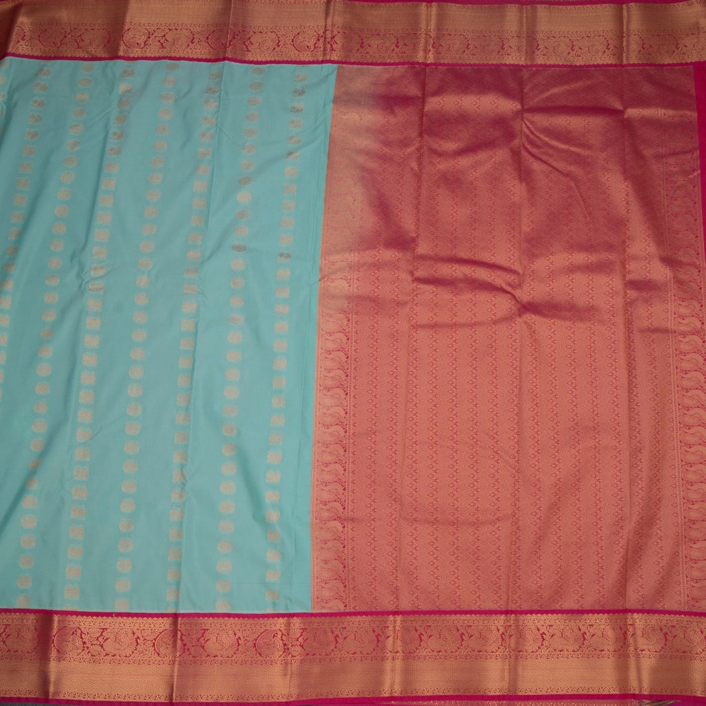 Art Silk Powder Blue Zari Worked Saree 02
