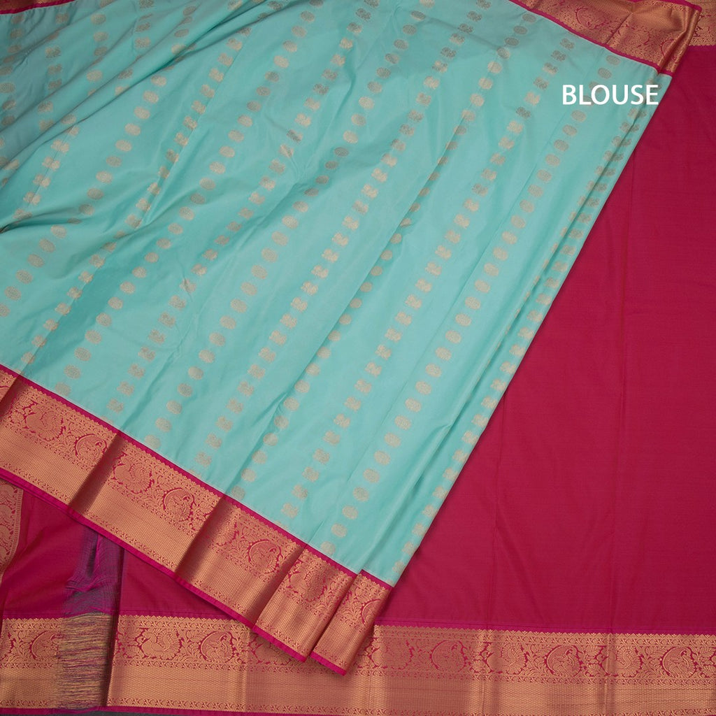 Art Silk Powder Blue Zari Worked Saree 02