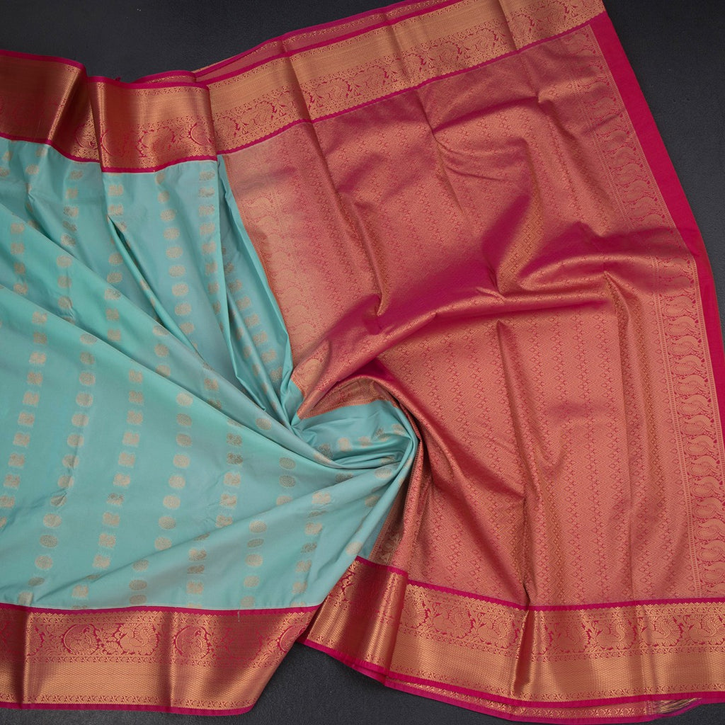 Art Silk Powder Blue Zari Worked Saree 02