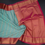 Art Silk Powder Blue Zari Worked Saree 02