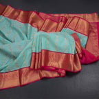 Art Silk Powder Blue Zari Worked Saree 02