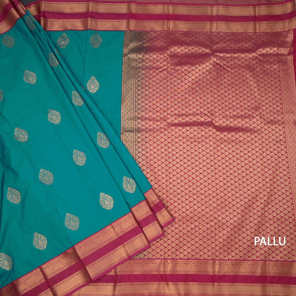 Art Silk Peacock Green Zari Worked Saree 07