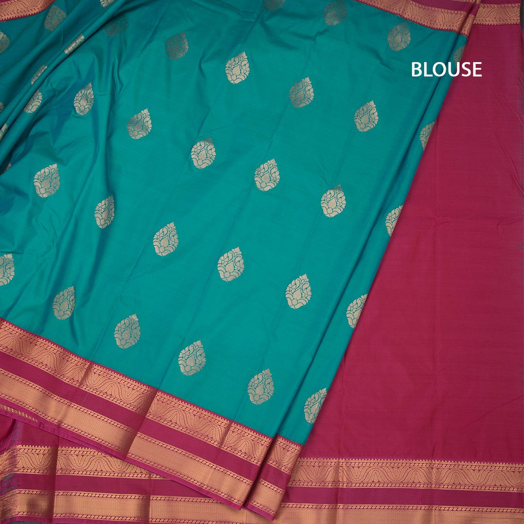 Art Silk Peacock Green Zari Worked Saree 07