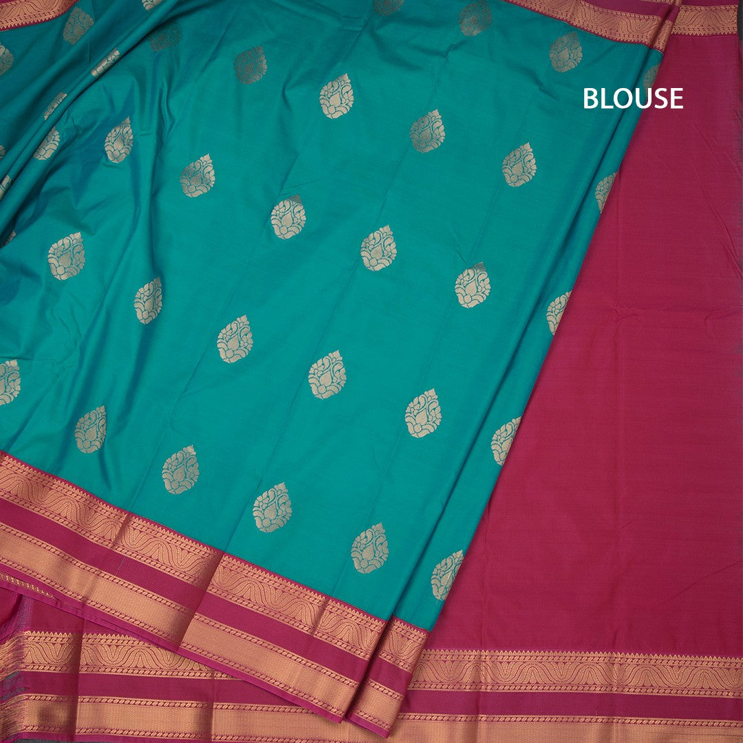 Art Silk Peacock Green Zari Worked Saree 07