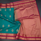 Art Silk Peacock Green Zari Worked Saree 07