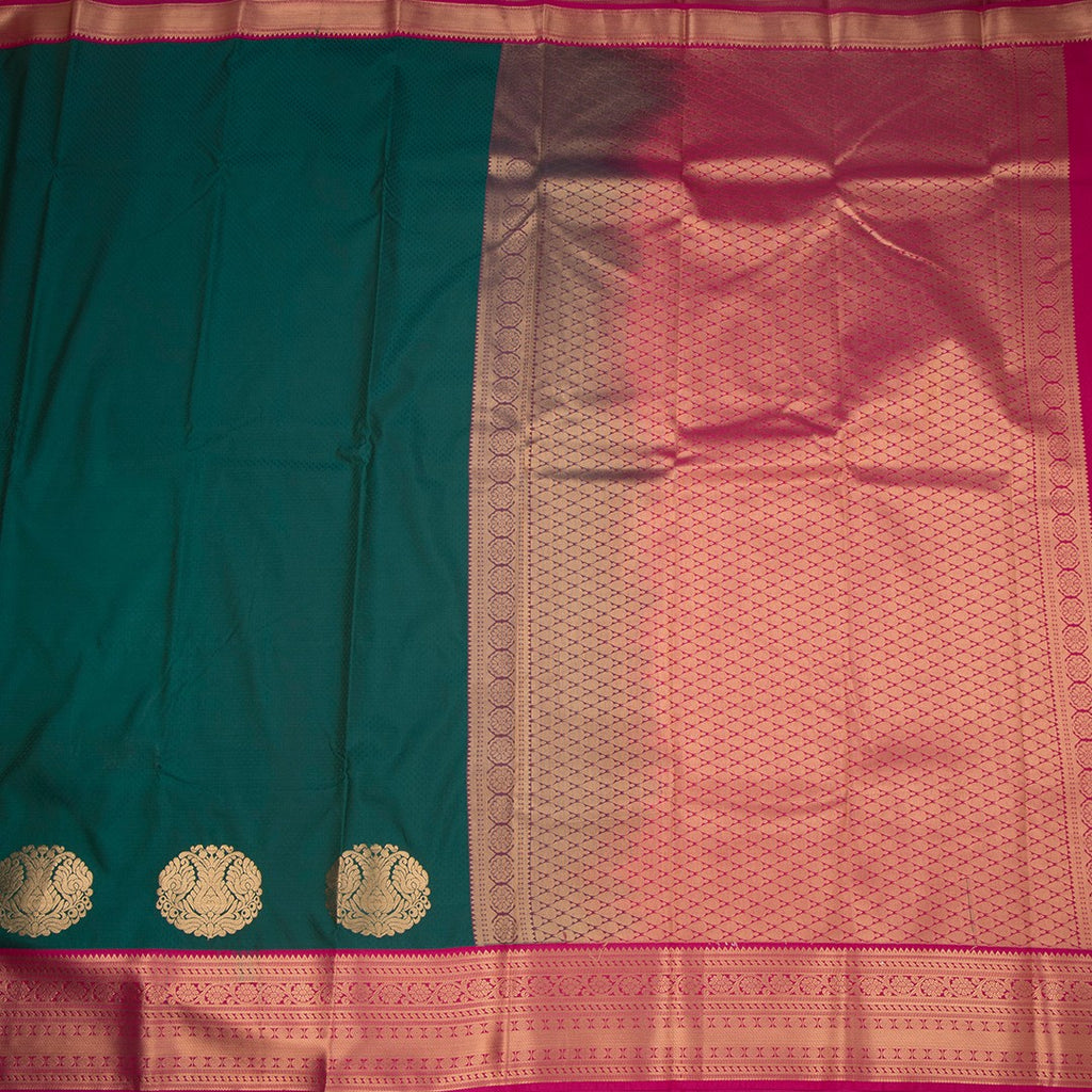 Art Silk Dark Green Zari Worked Saree 06