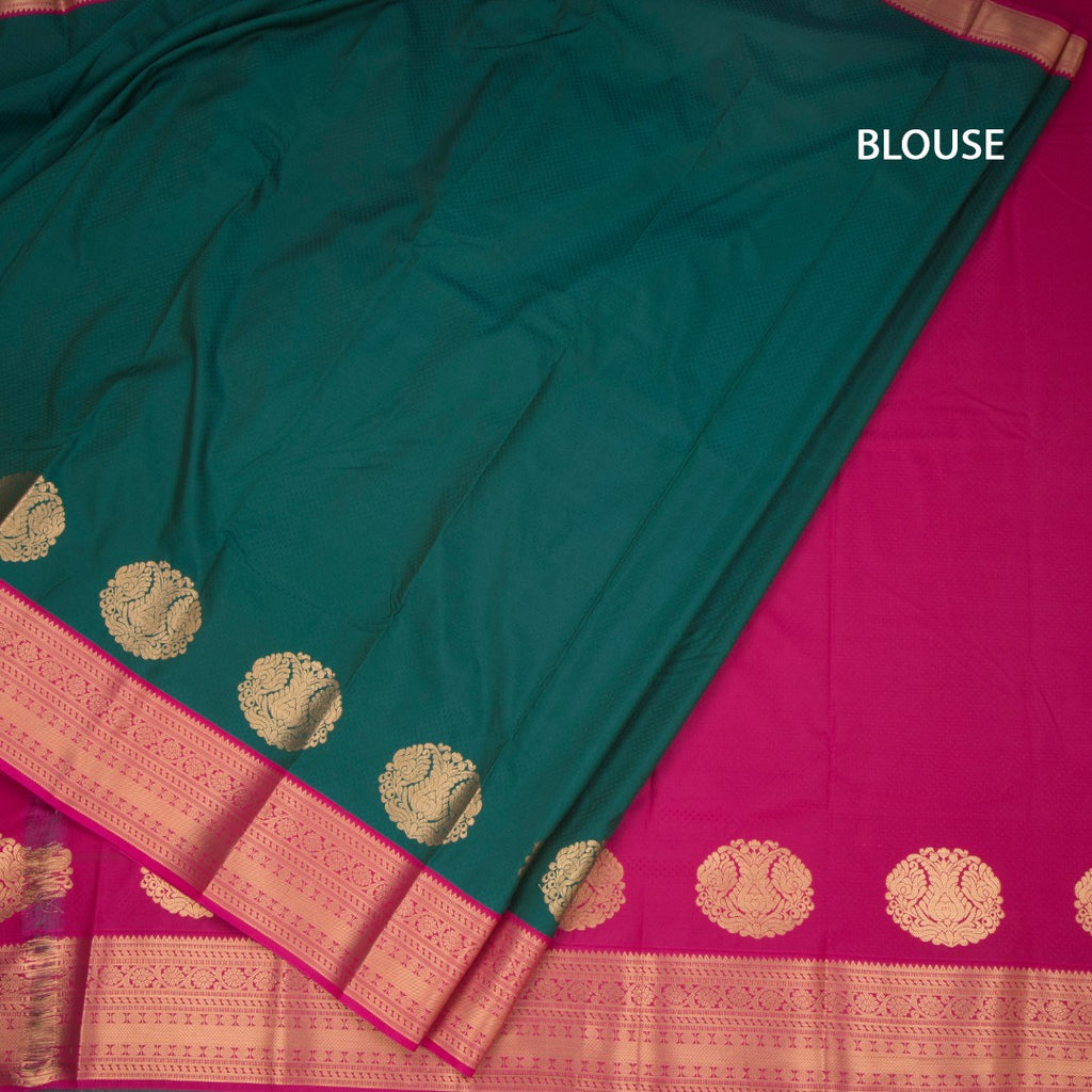 Art Silk Dark Green Zari Worked Saree 06