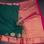 Art Silk Dark Green Zari Worked Saree 06