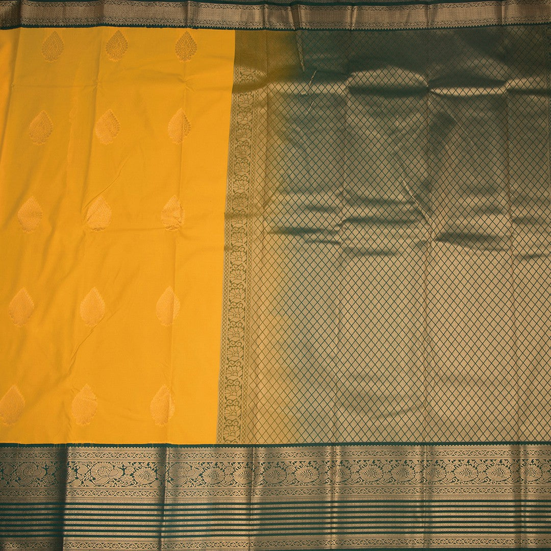 Art Silk Mango Yellow Zari Worked Saree 10