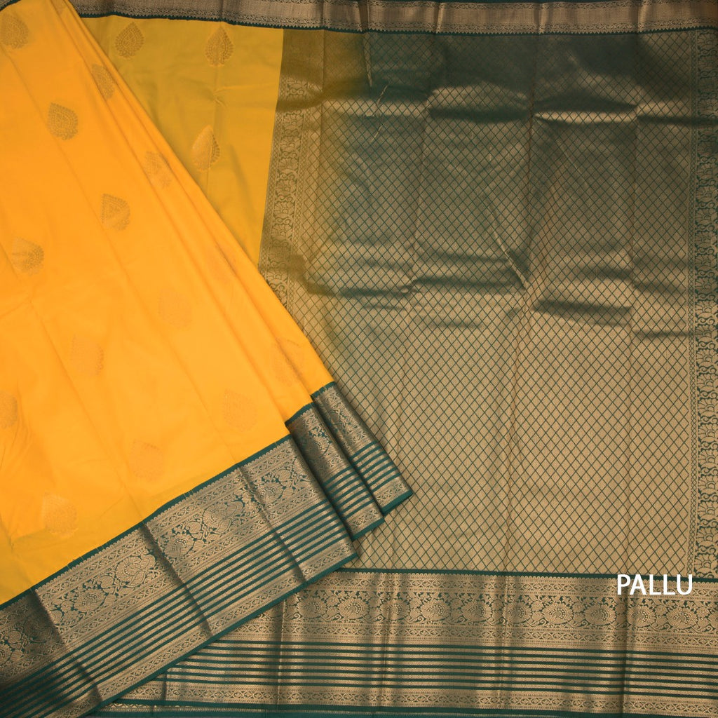Art Silk Mango Yellow Zari Worked Saree 10