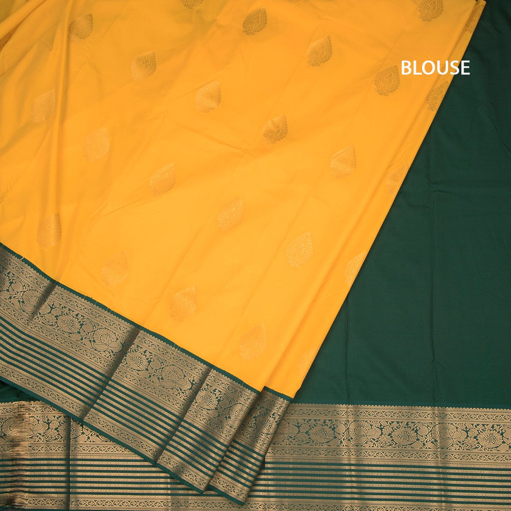 Art Silk Mango Yellow Zari Worked Saree 10