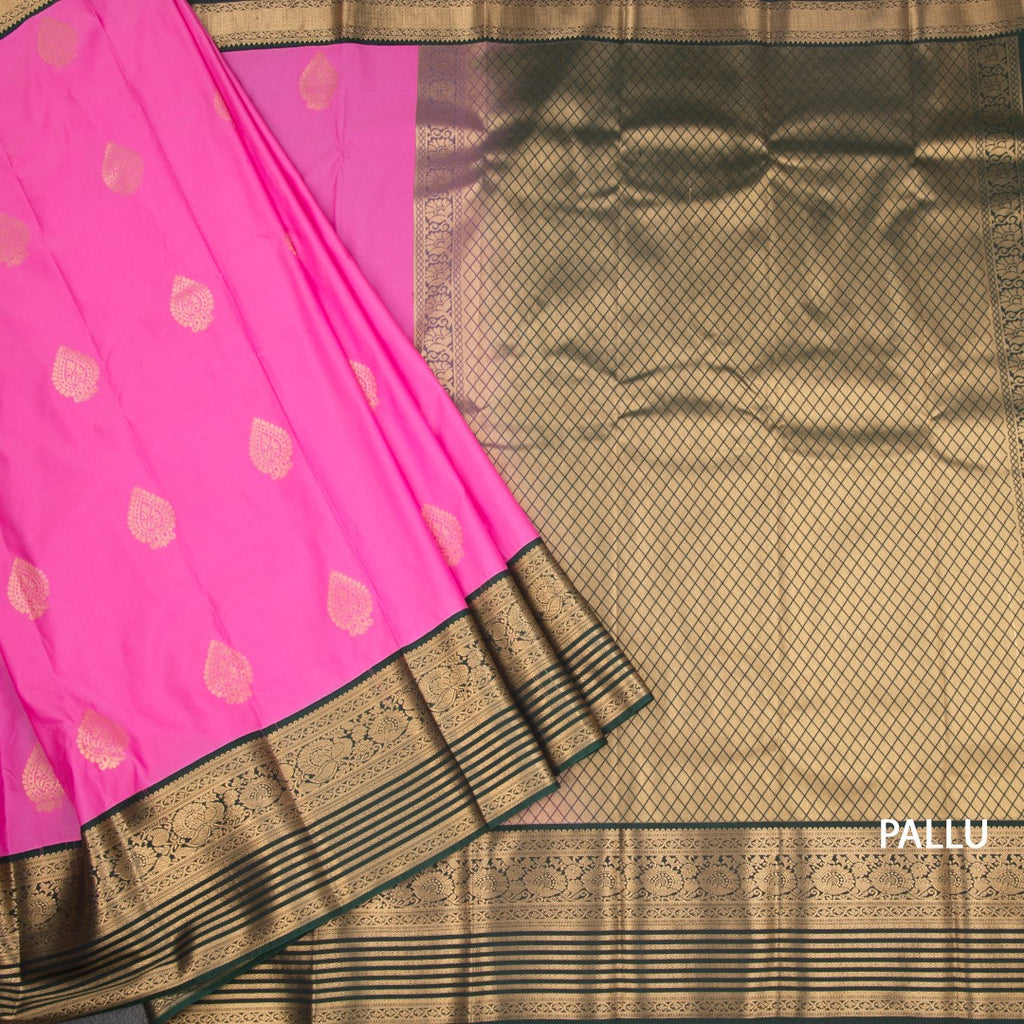 Art Silk Taffy Pink Zari Worked Saree 03
