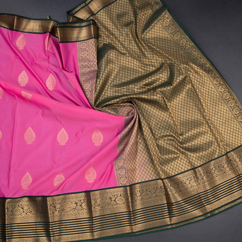 Art Silk Taffy Pink Zari Worked Saree 03