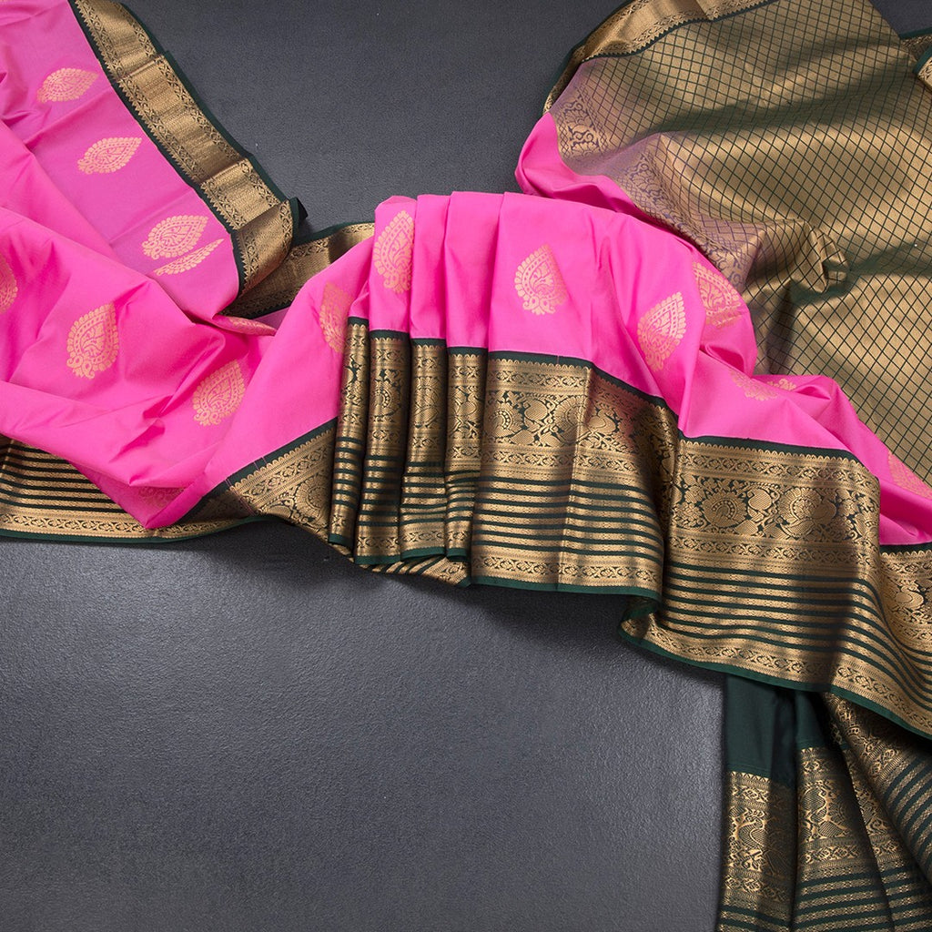 Art Silk Taffy Pink Zari Worked Saree 03