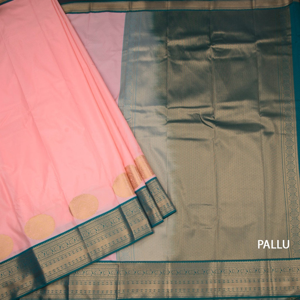 Art Silk Peach Zari Worked Saree 07