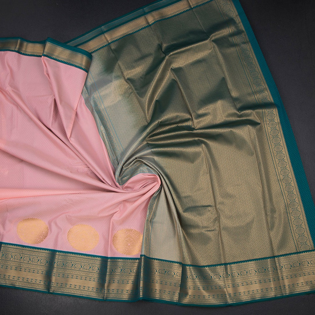 Art Silk Peach Zari Worked Saree 07