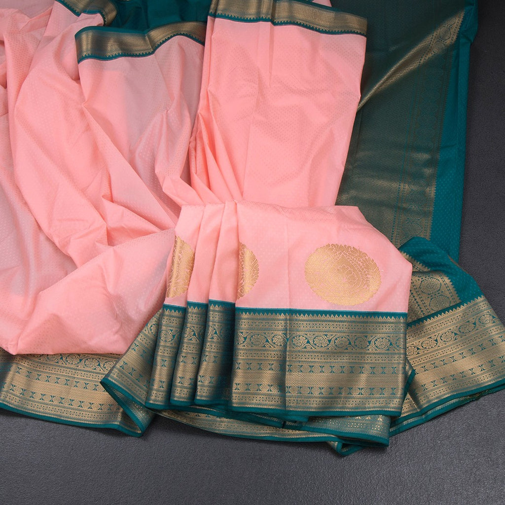Art Silk Peach Zari Worked Saree 07