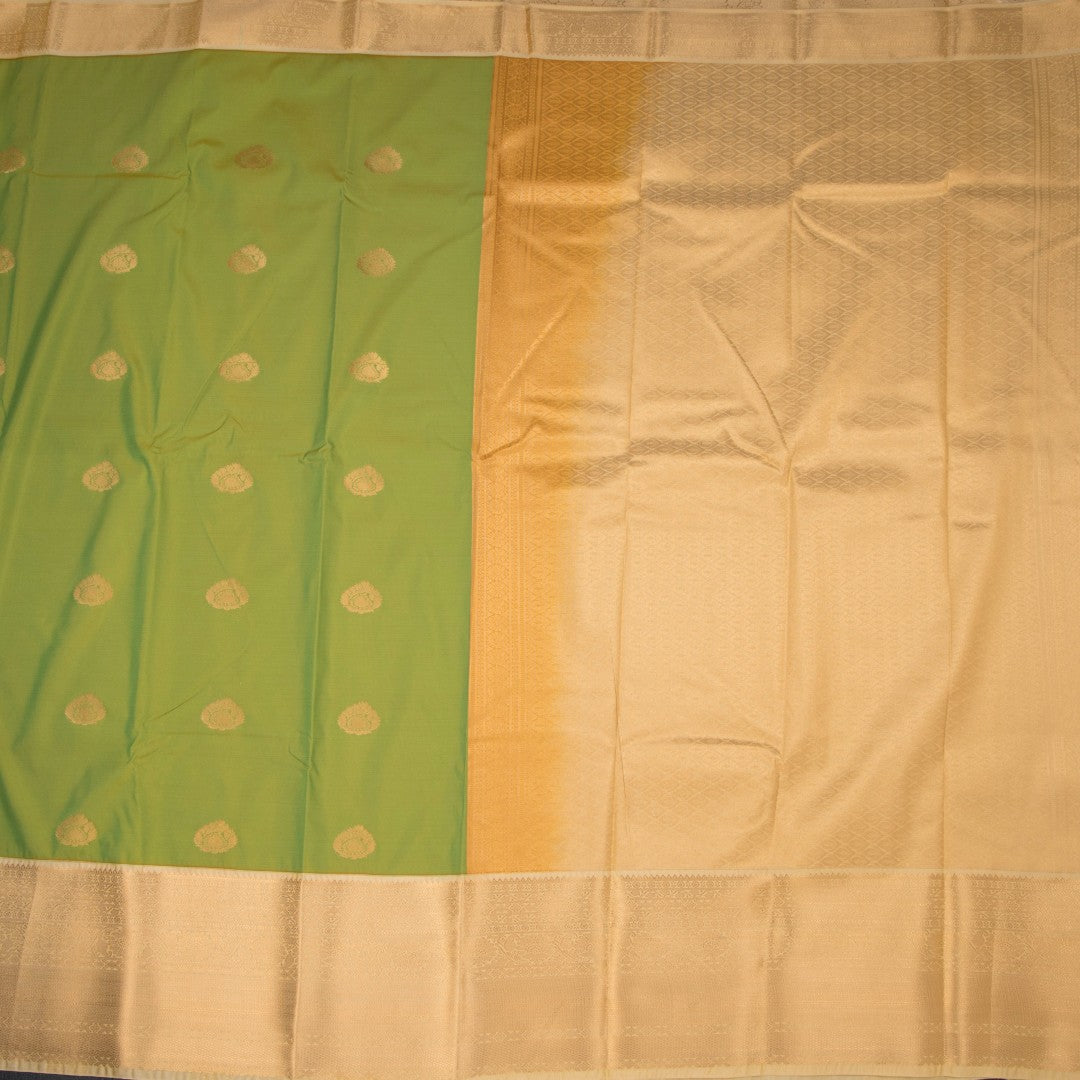 Art Silk Parrot Green Zari Worked Saree 06