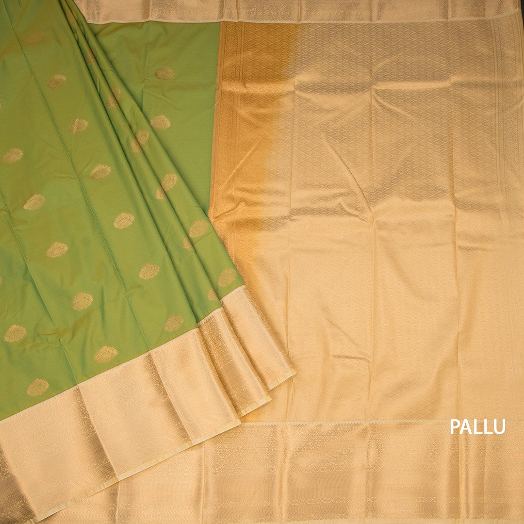 Art Silk Parrot Green Zari Worked Saree 06