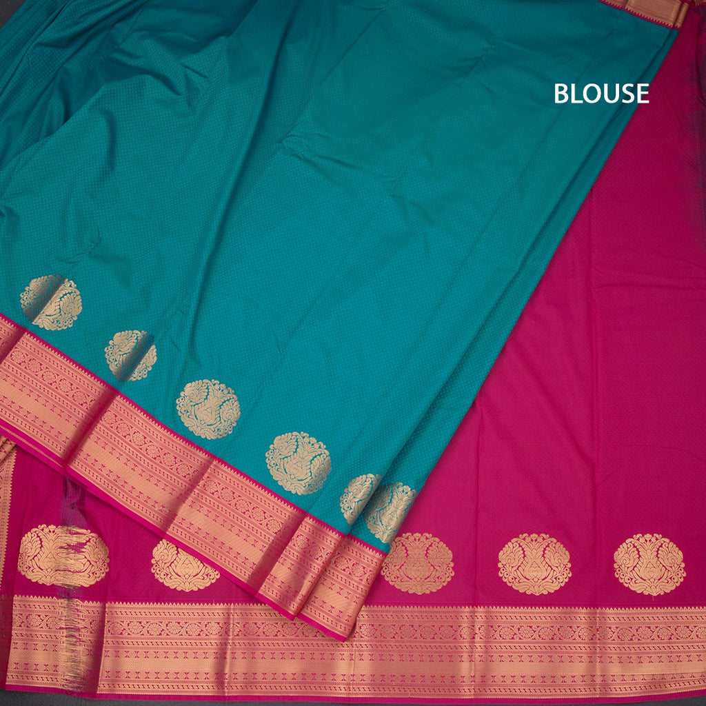 Art Silk Peacock Green Zari Worked Saree 08