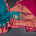 Art Silk Peacock Green Zari Worked Saree 08