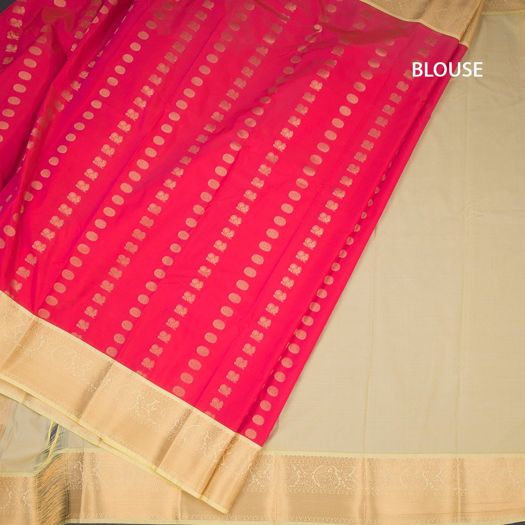 Art Silk Reddish Pink Zari Worked Saree 03