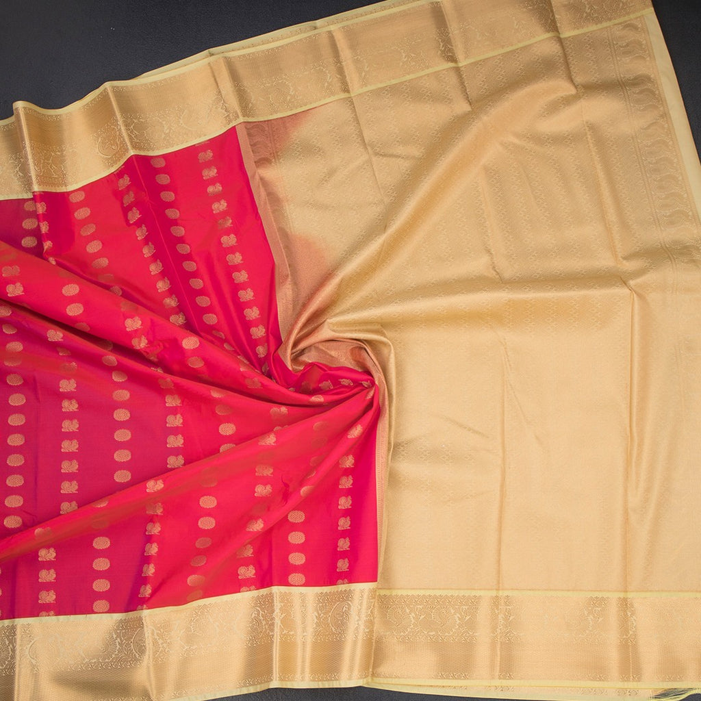 Art Silk Reddish Pink Zari Worked Saree 03