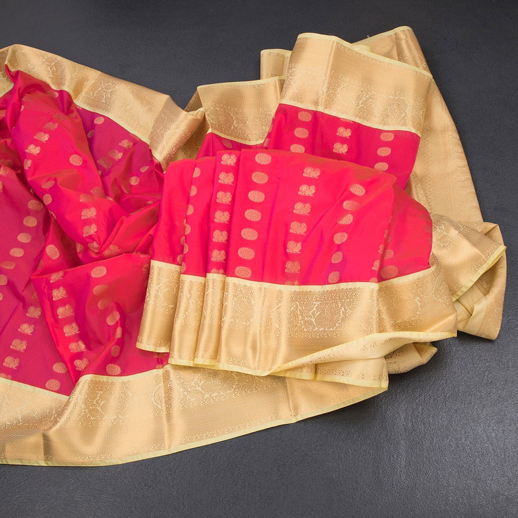 Art Silk Reddish Pink Zari Worked Saree 03