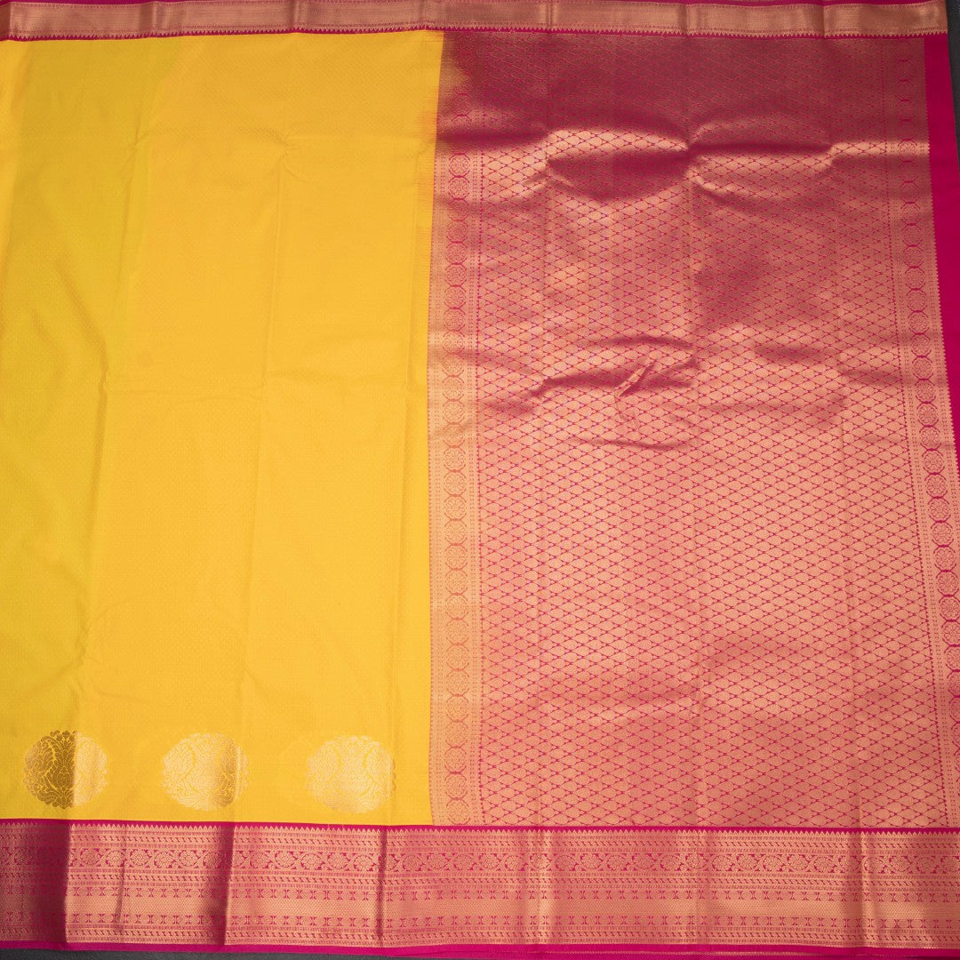 Art Silk Mango Yellow Zari Worked Saree 11