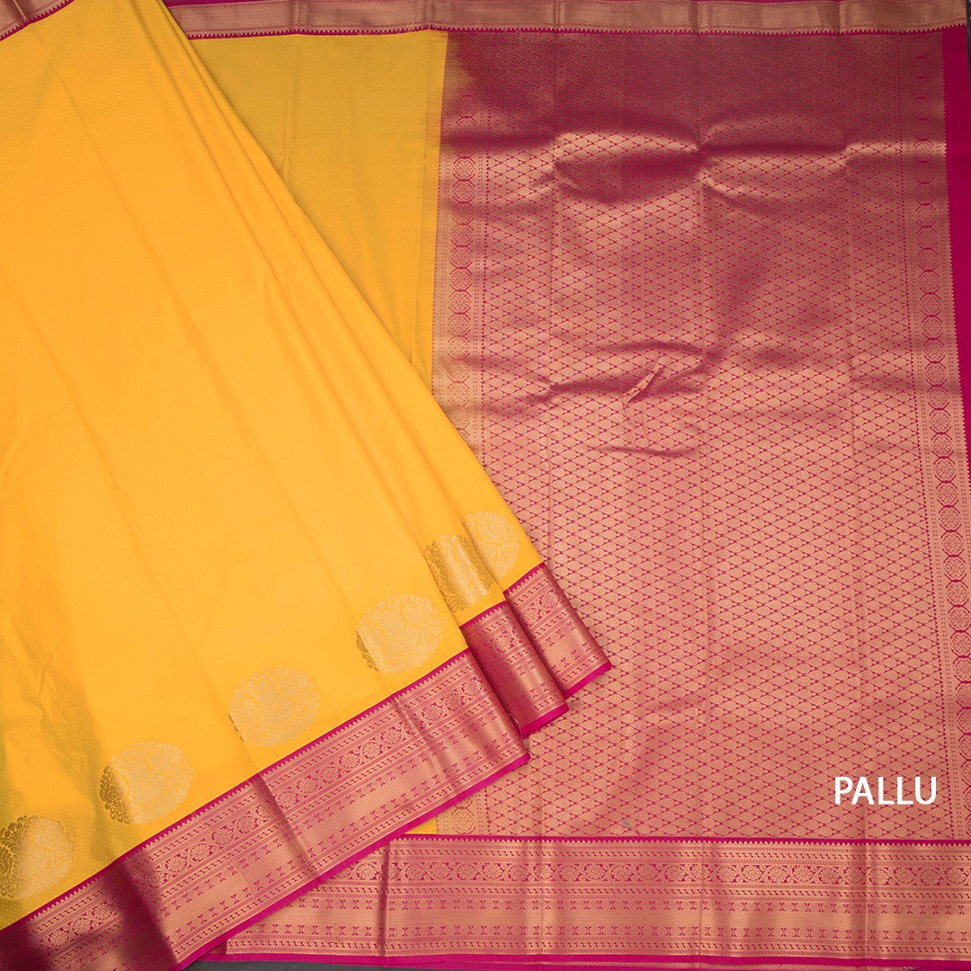 Art Silk Mango Yellow Zari Worked Saree 11