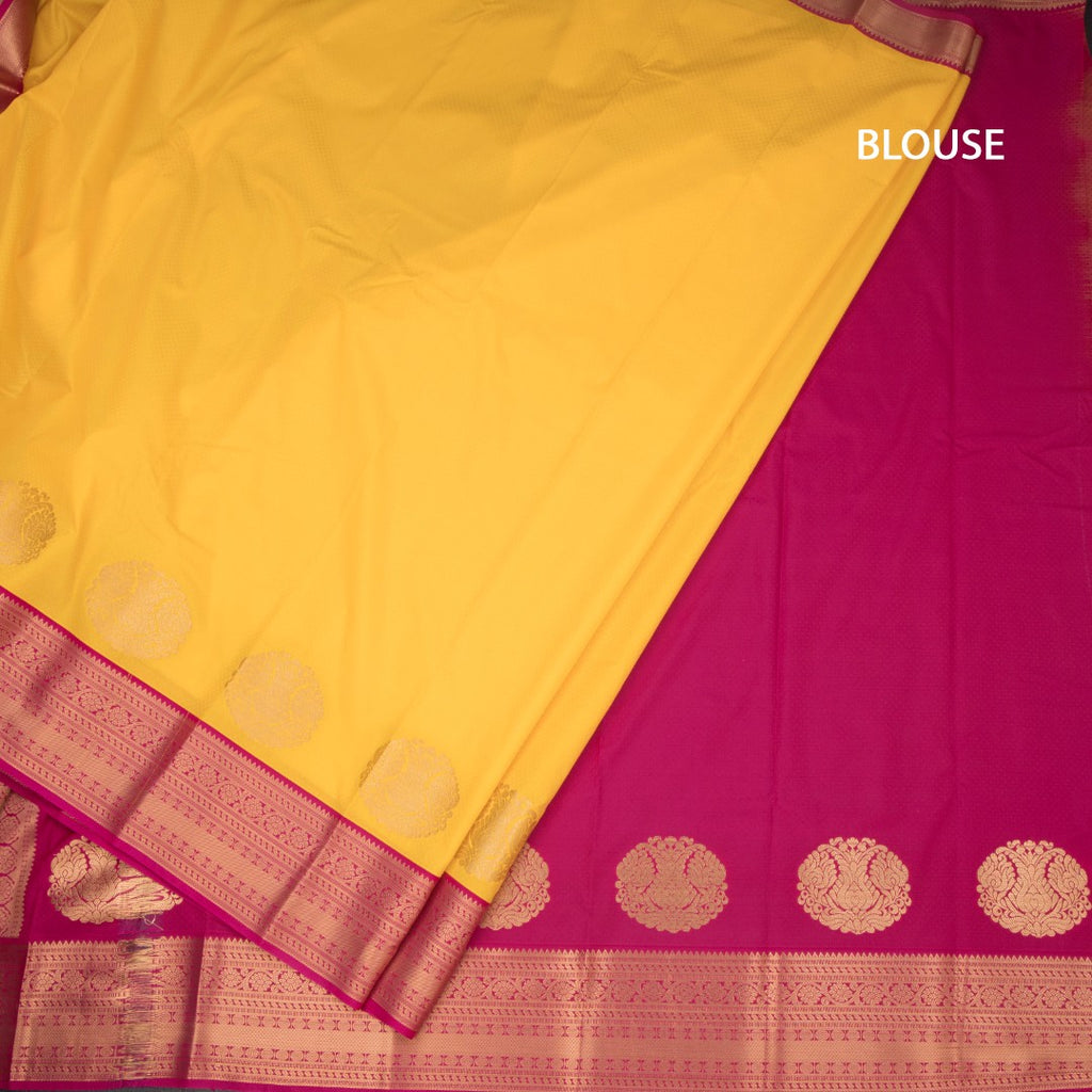 Art Silk Mango Yellow Zari Worked Saree 11