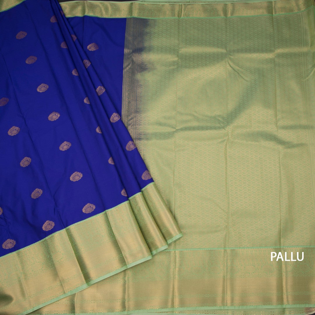 Art Silk Indigo Blue Zari Worked Saree 02
