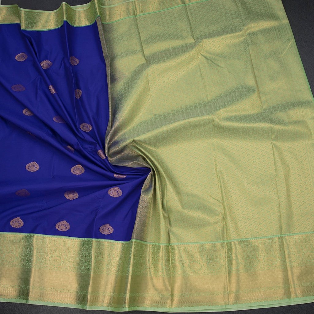 Art Silk Indigo Blue Zari Worked Saree 02