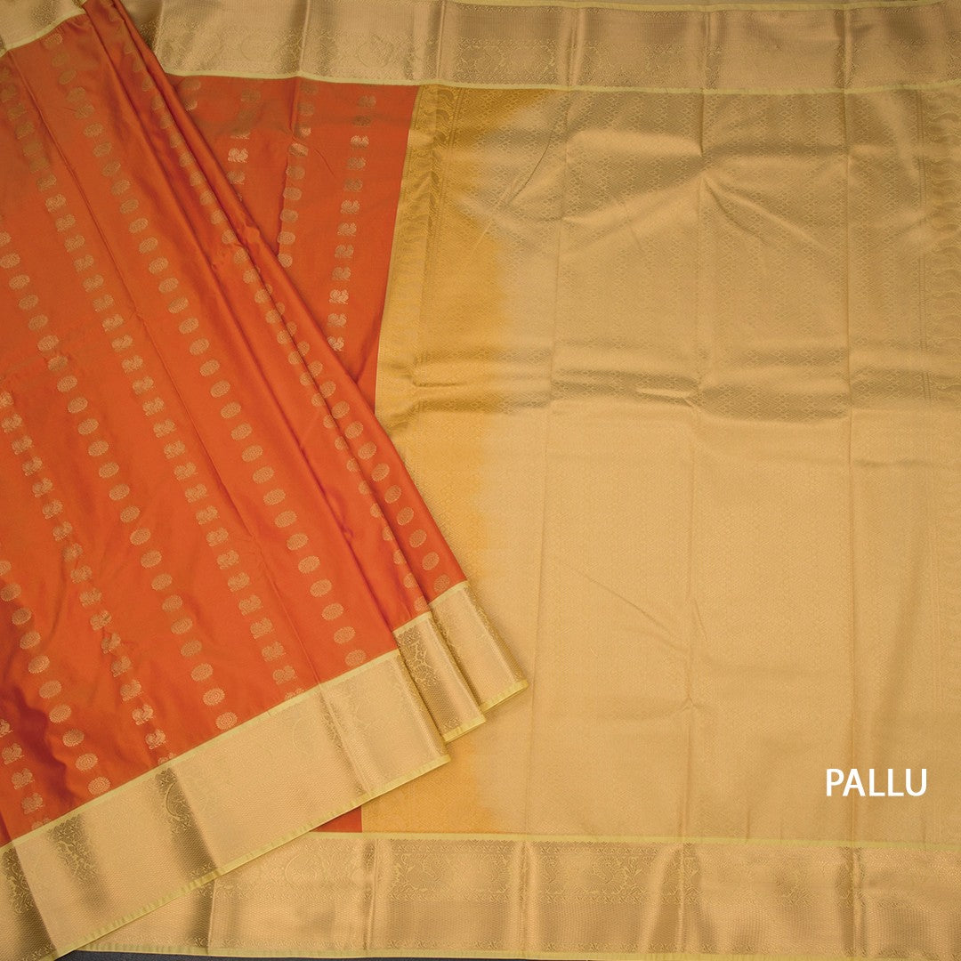 Art Silk Orange Zari Worked Saree 05