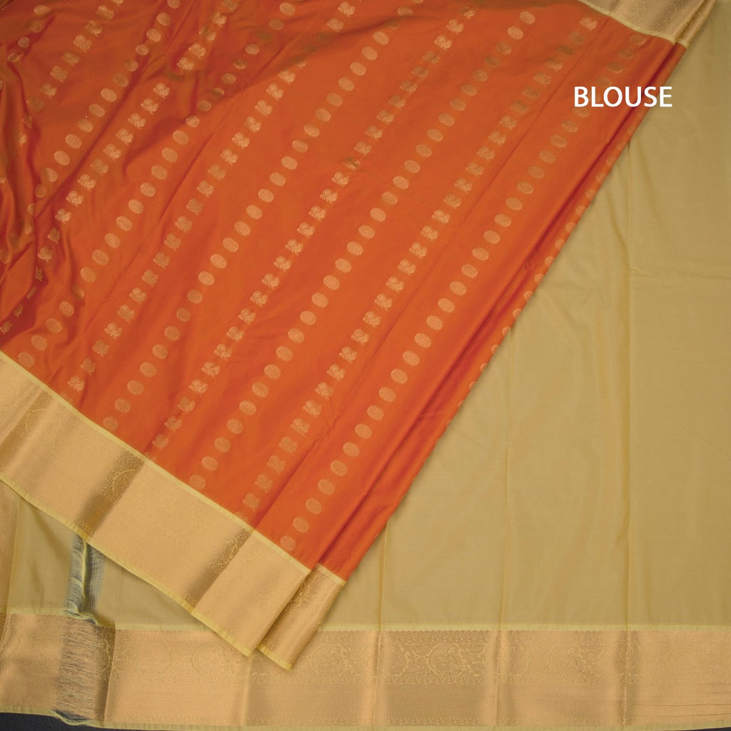 Art Silk Orange Zari Worked Saree 05